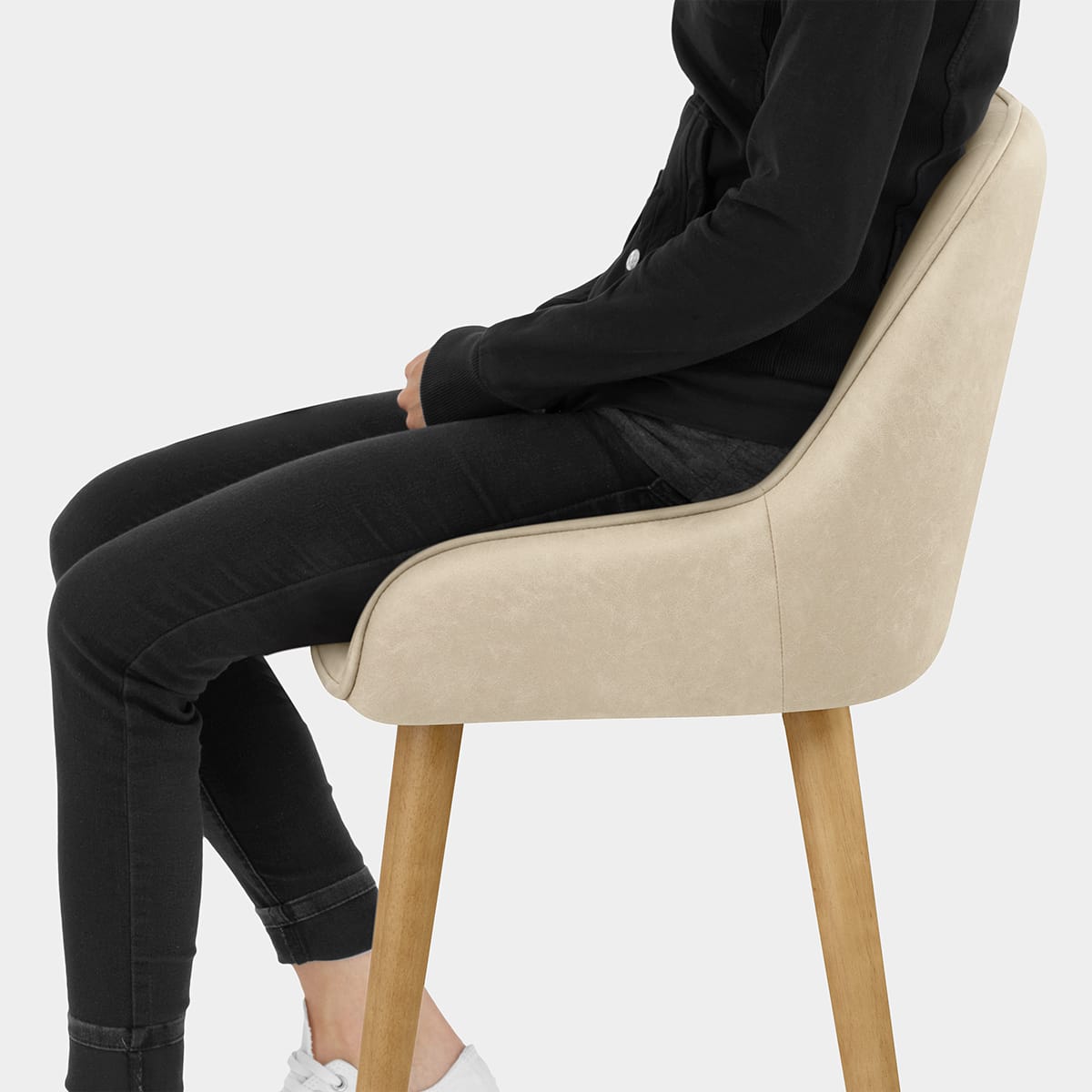 Rosa Oak Bar Stool Beige Seat Image