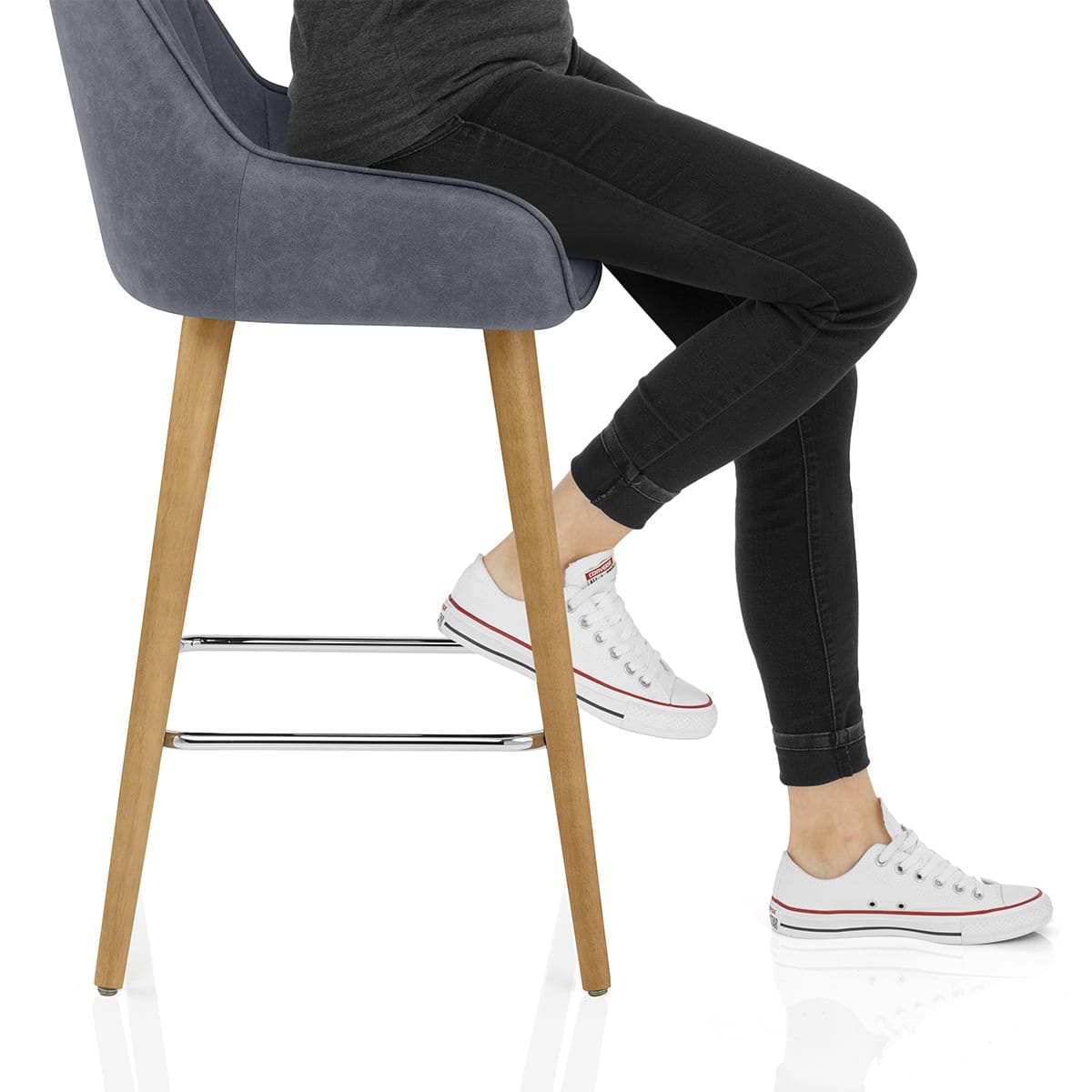 Rosa Oak Bar Stool Blue Frame Image