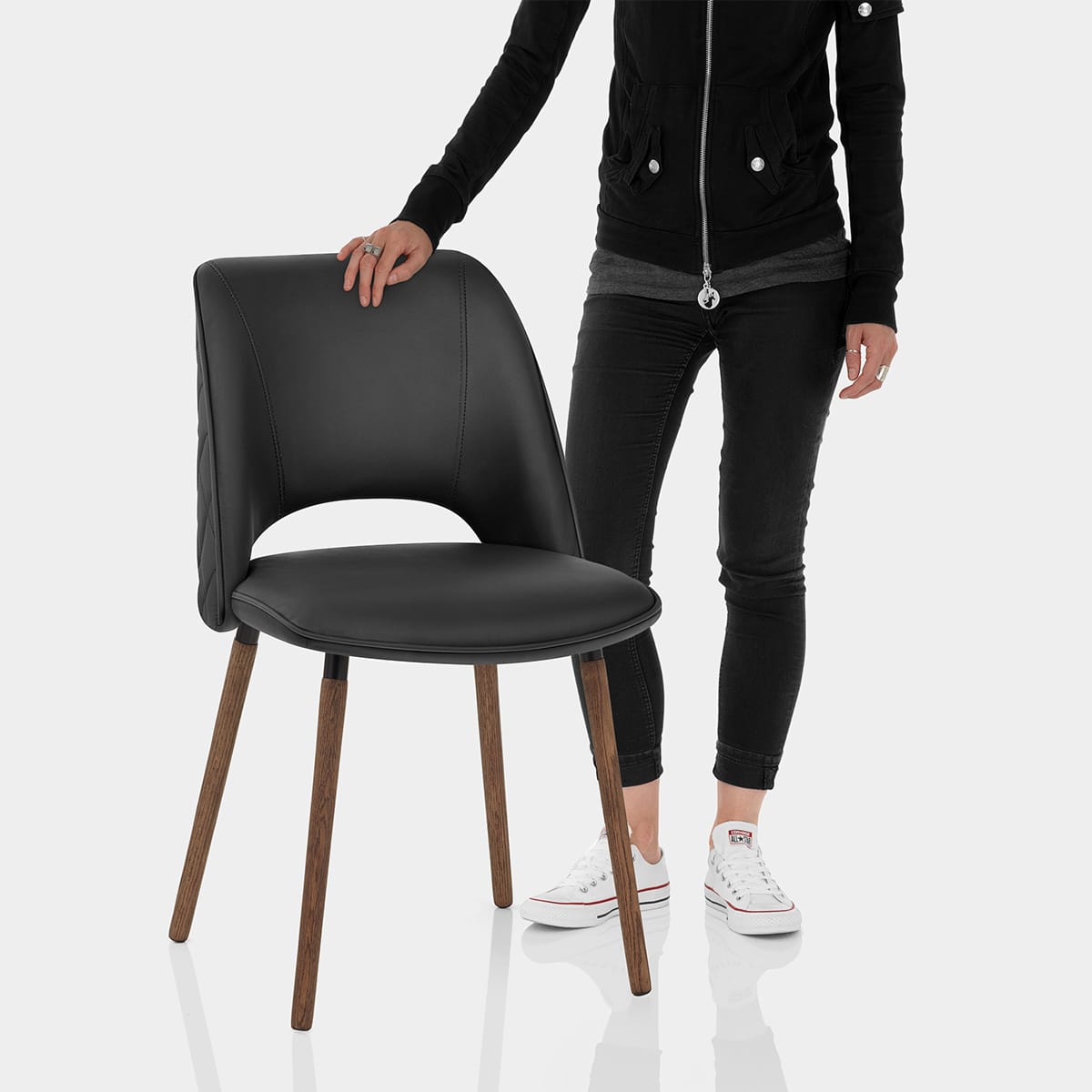 Santo Real Leather Chair Black Features Image