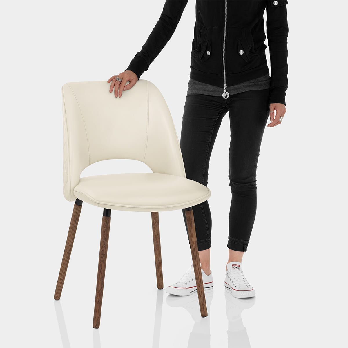 Santo Real Leather Chair Cream Features Image