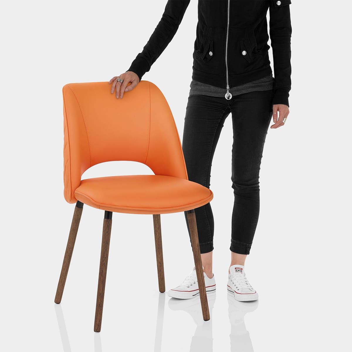 Santo Real Leather Chair Orange Features Image