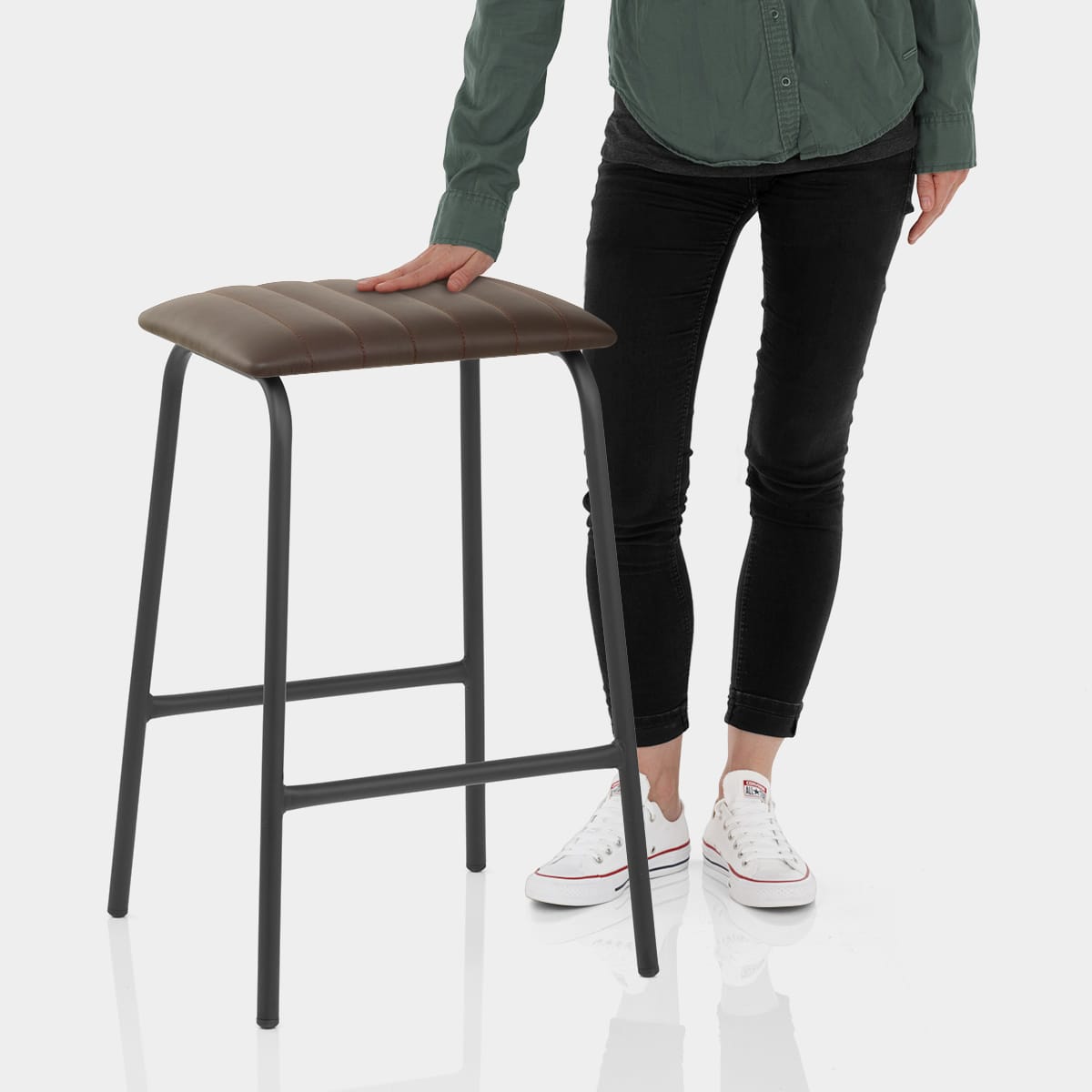 Sasha Real Leather Stool Brown Features Image