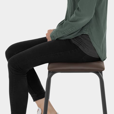 Sasha Real Leather Stool Brown Seat Image