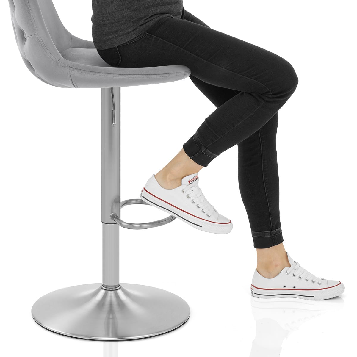 Scoop Brushed Stool Grey Velvet Frame Image