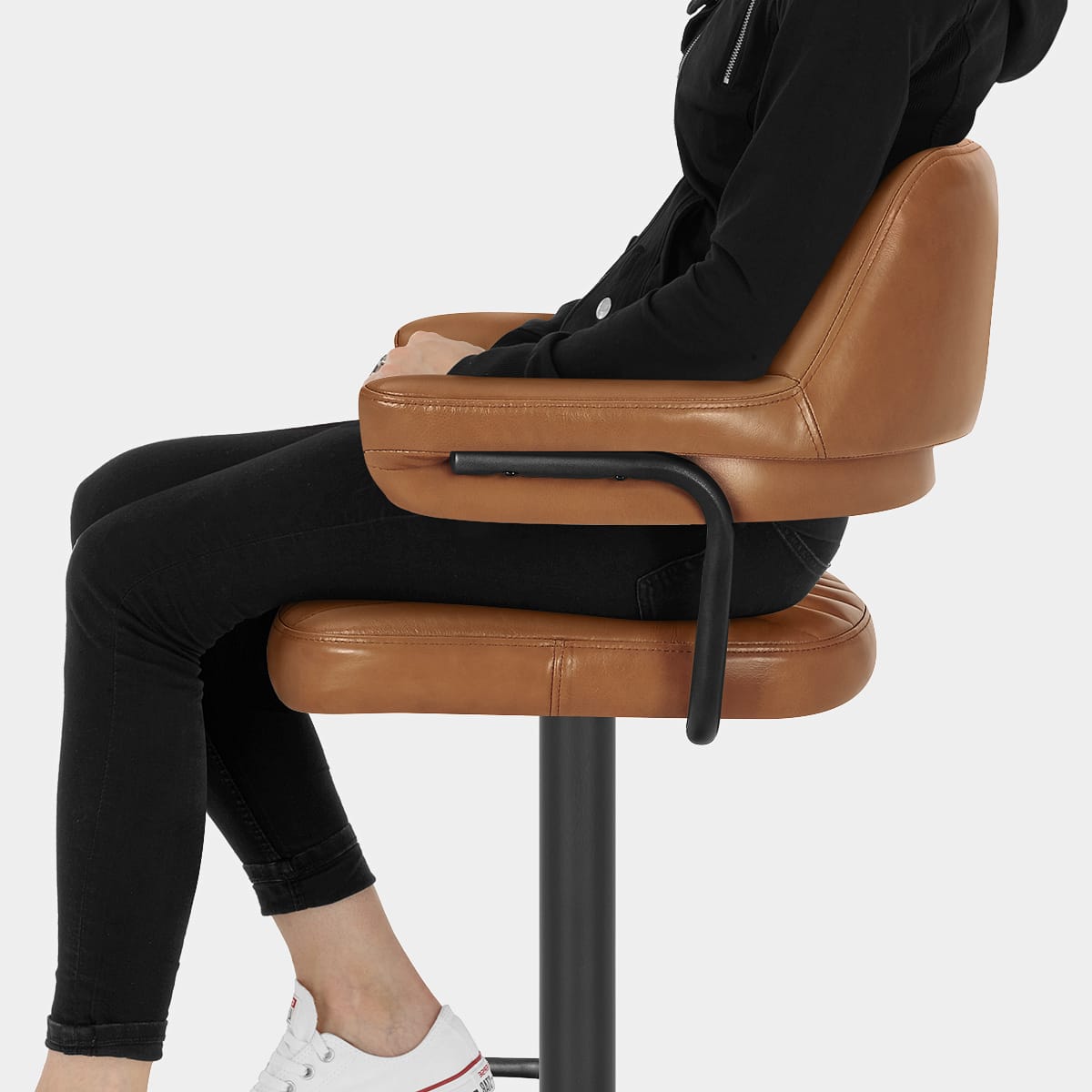 Scout Real Leather Stool Brown Seat Image