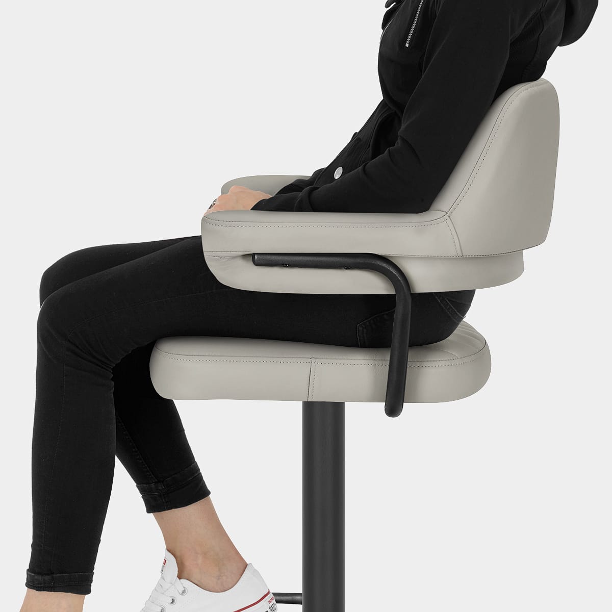 Scout Real Leather Stool Light Grey Seat Image