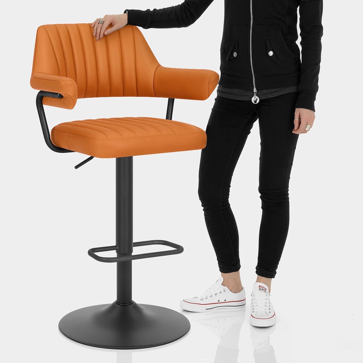 Scout Real Leather Stool Orange Features Image