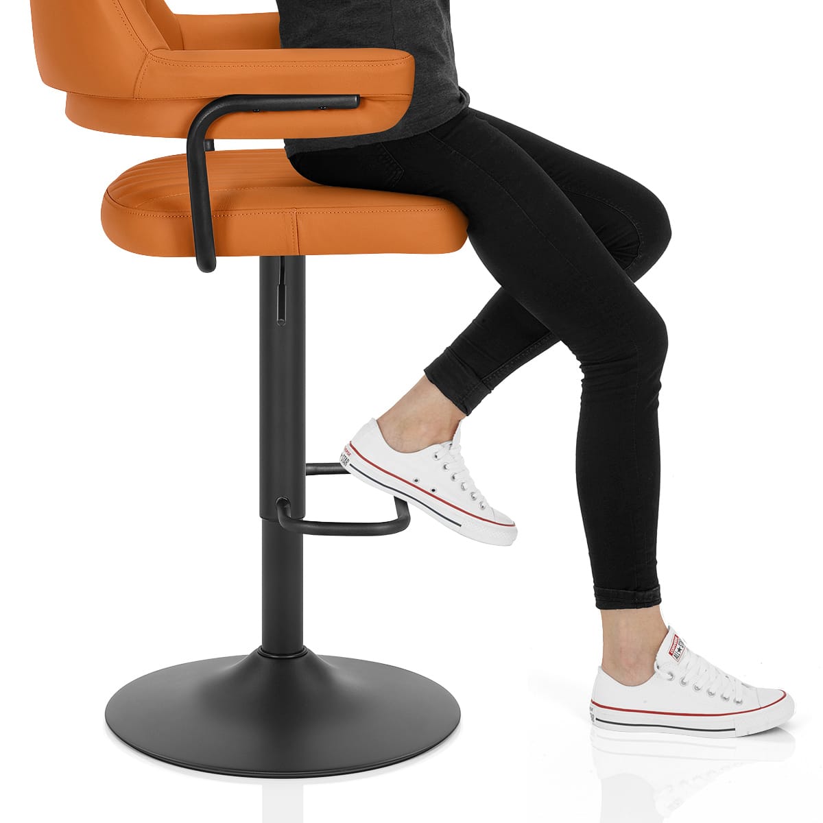 Scout Real Leather Stool Orange Frame Image