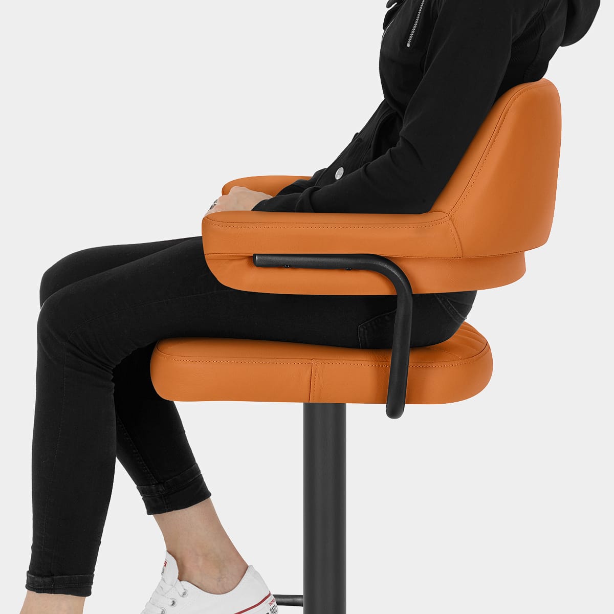 Scout Real Leather Stool Orange Seat Image