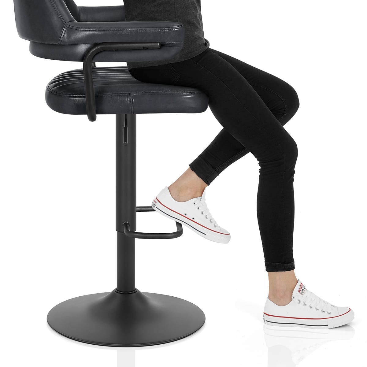 Scout Real Leather Stool Slate Frame Image