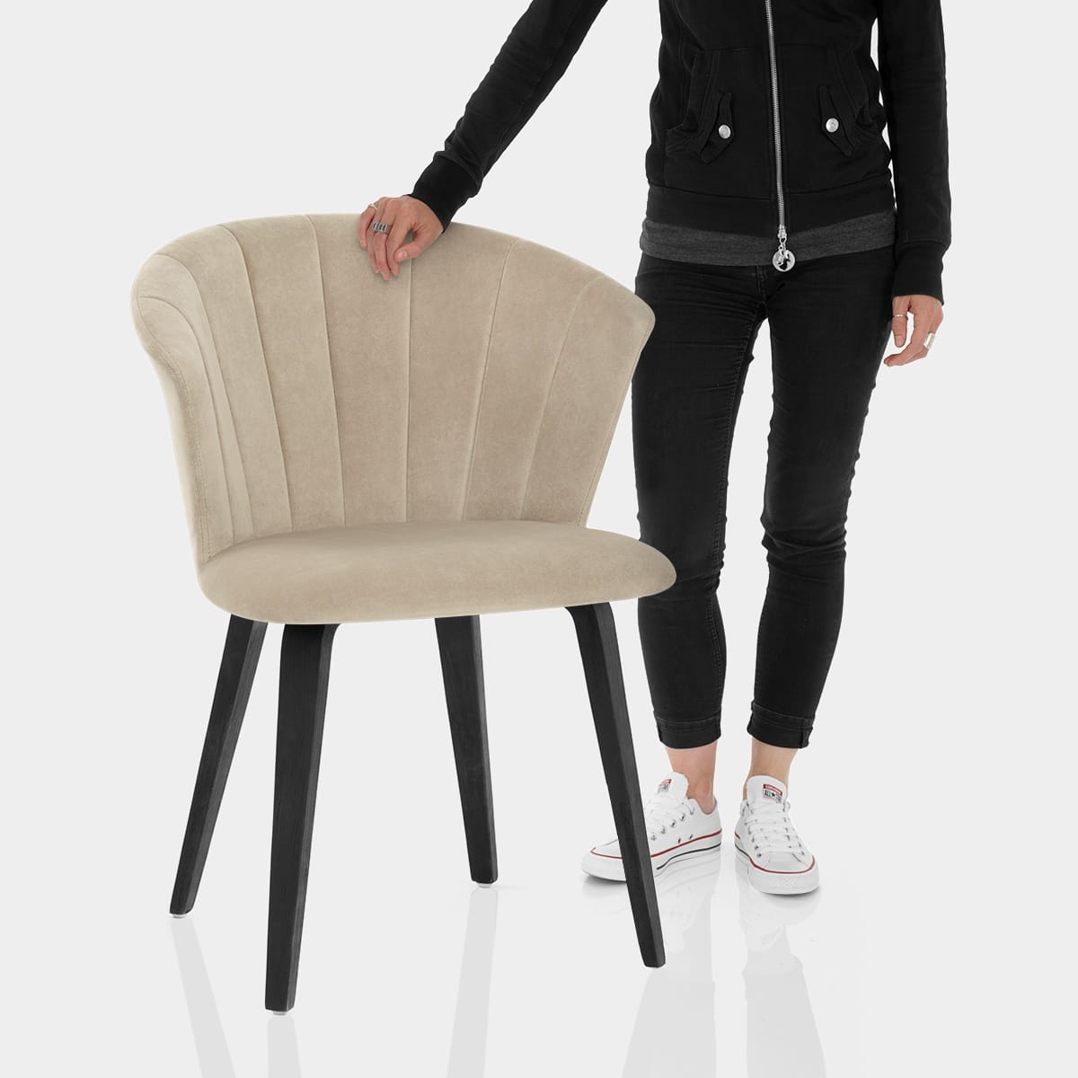 Scroll Dining Chair Mink Velvet Features Image