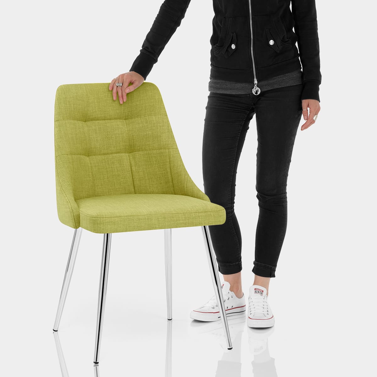 Shanghai Dining Chair Green Fabric Features Image