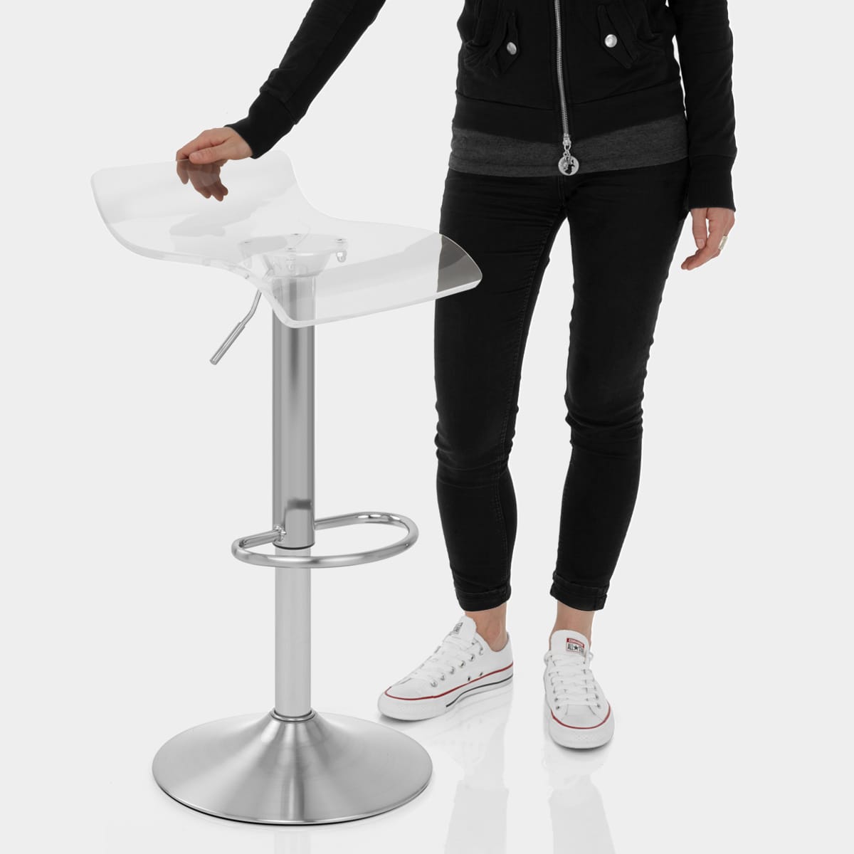 Shimmer Translucent Brushed Stool Clear Features Image