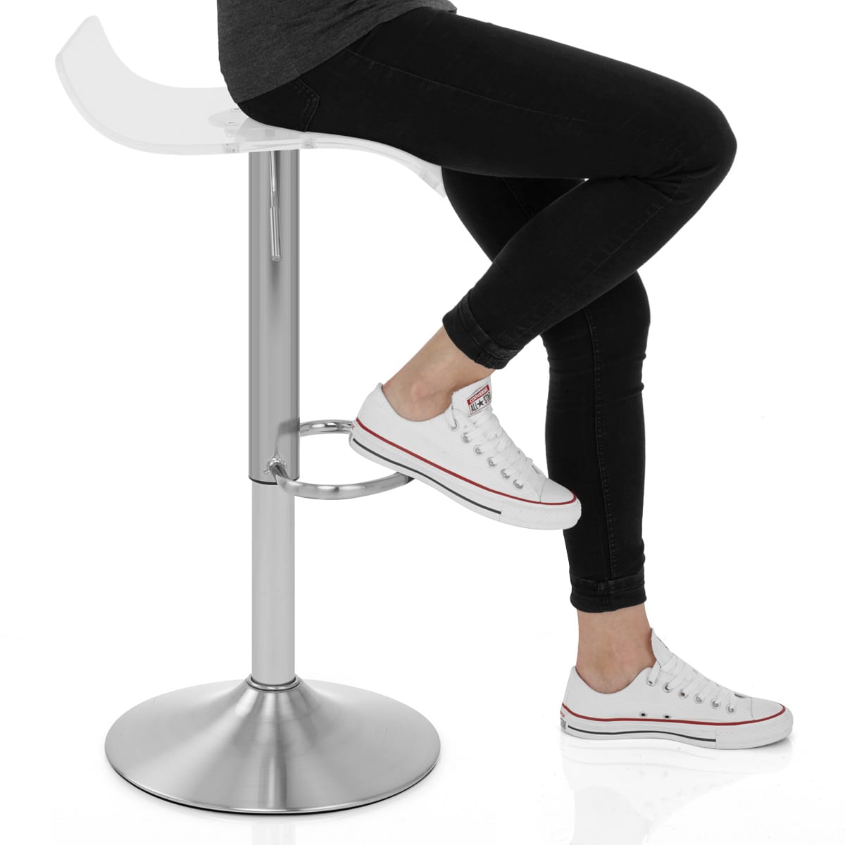 Shimmer Translucent Brushed Stool Clear Frame Image