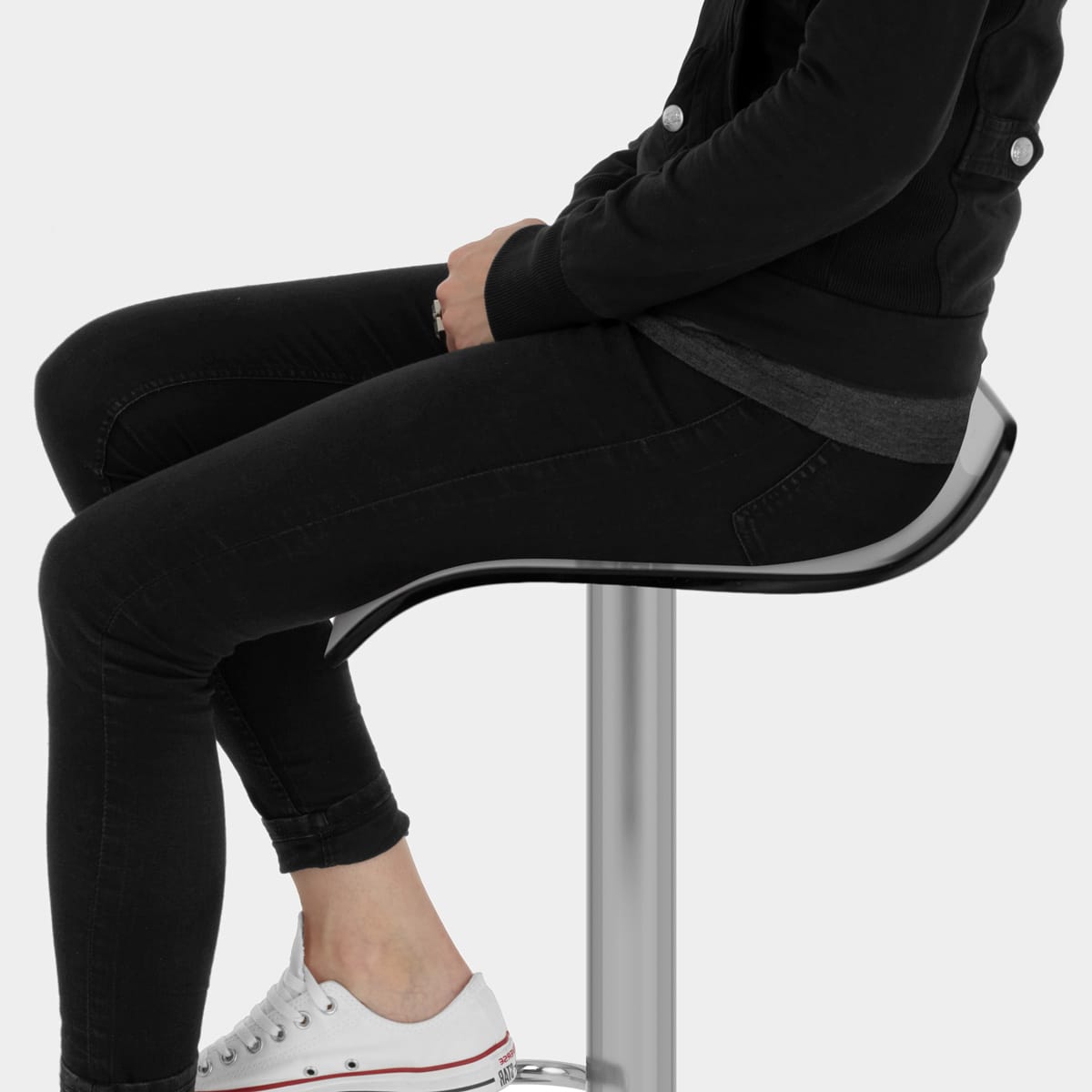 Shimmer Translucent Brushed Stool Smoked Seat Image