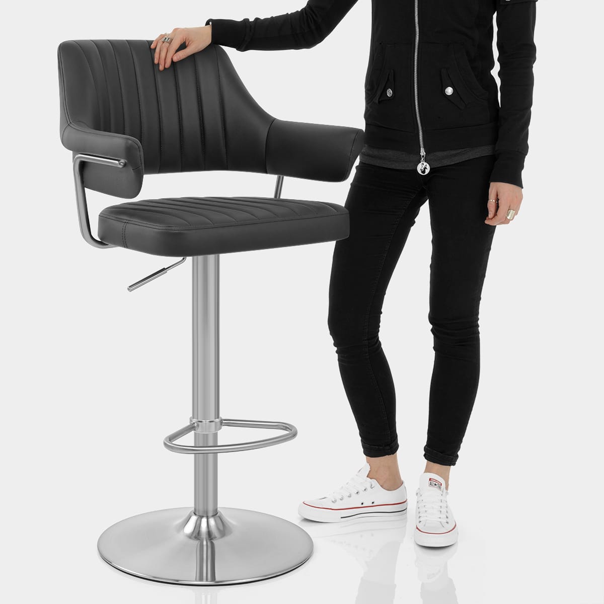 Skyline Brushed Bar Stool Black Features Image