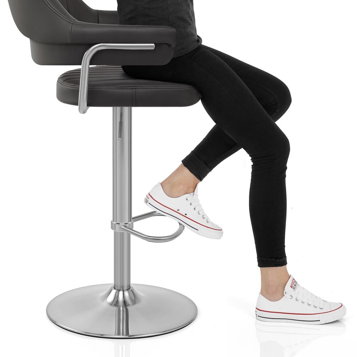 Skyline Brushed Bar Stool Black Frame Image