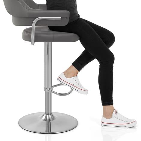 Skyline Brushed Bar Stool Charcoal Frame Image