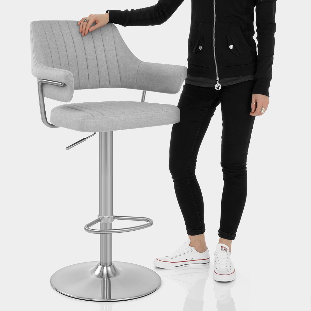 Skyline Brushed Stool Grey Fabric Features Image