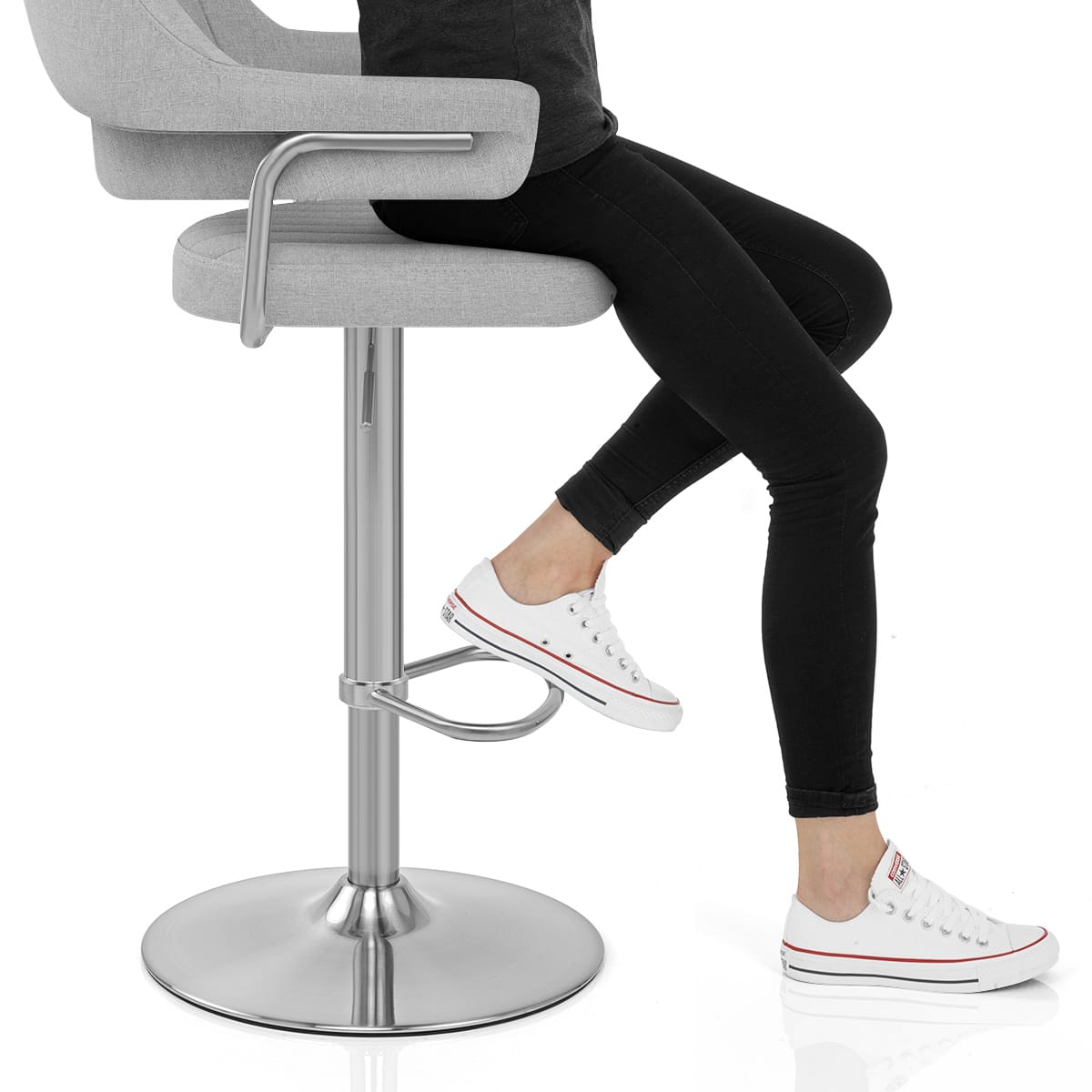 Skyline Brushed Stool Grey Fabric Frame Image