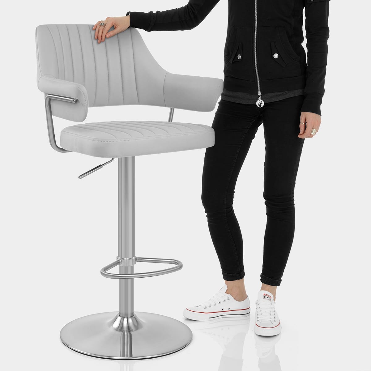 Skyline Brushed Bar Stool Grey Features Image