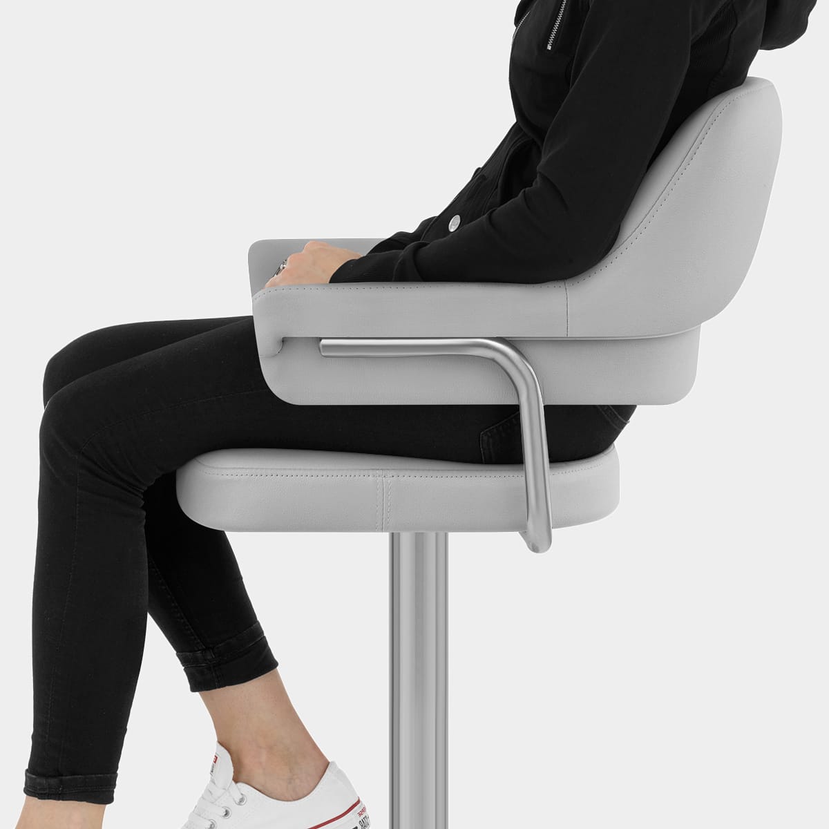 Skyline Brushed Bar Stool Grey Seat Image