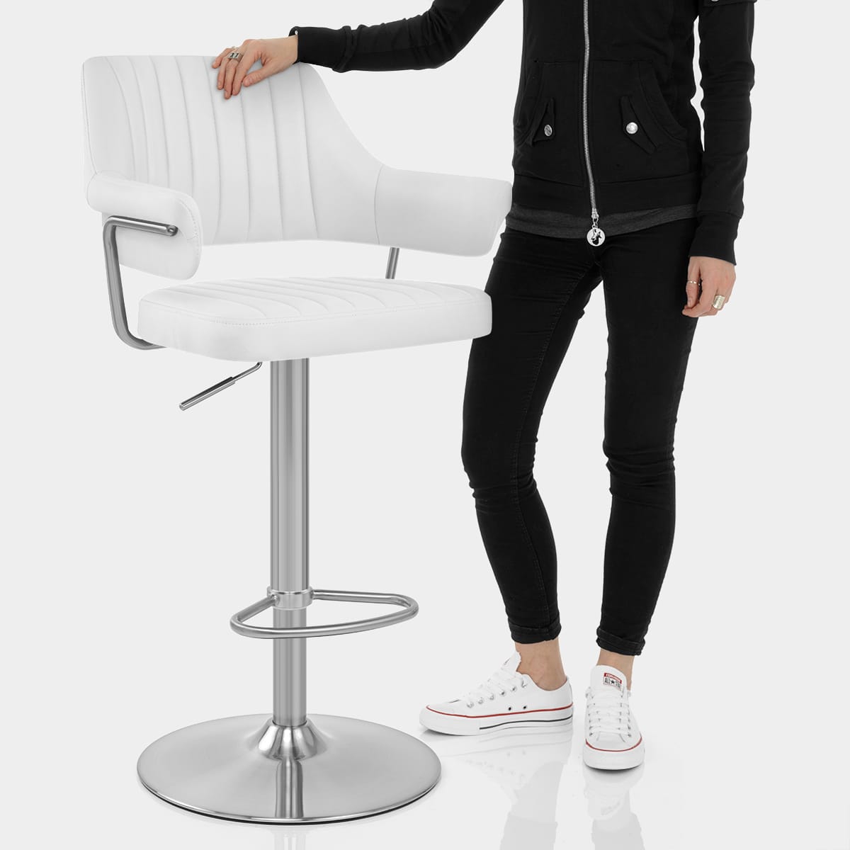 Skyline Brushed Bar Stool White Features Image