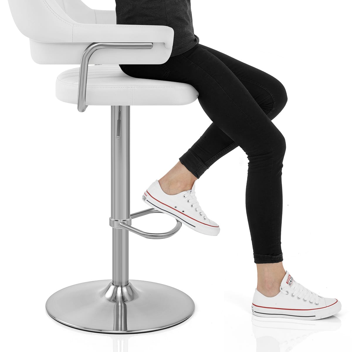 Skyline Brushed Bar Stool White Frame Image