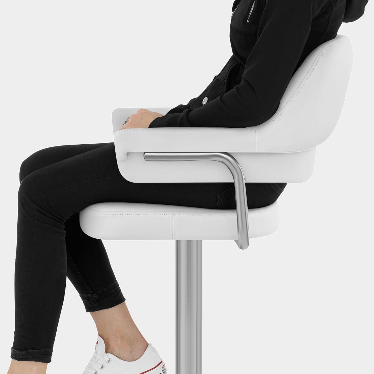 Skyline Brushed Bar Stool White Seat Image