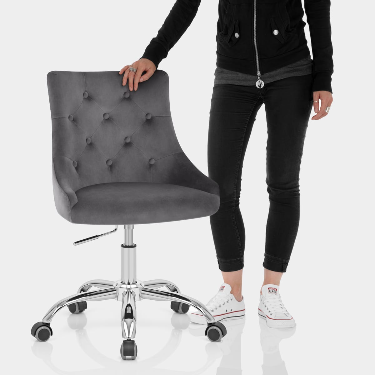 Sofia Office Chair Charcoal Velvet Features Image