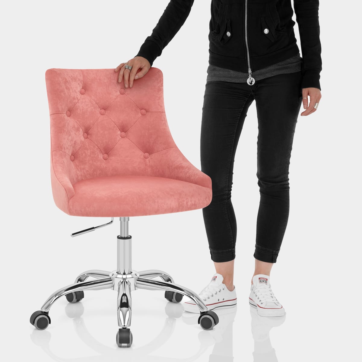 Sofia Office Chair Pink Velvet Features Image
