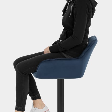 Sol Bar Stool Blue Velvet Seat Image