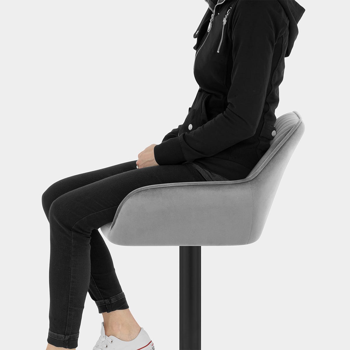 Sol Bar Stool Grey Velvet Seat Image