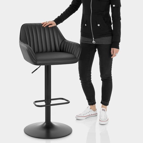 Sol Real Leather Bar Stool Black Features Image