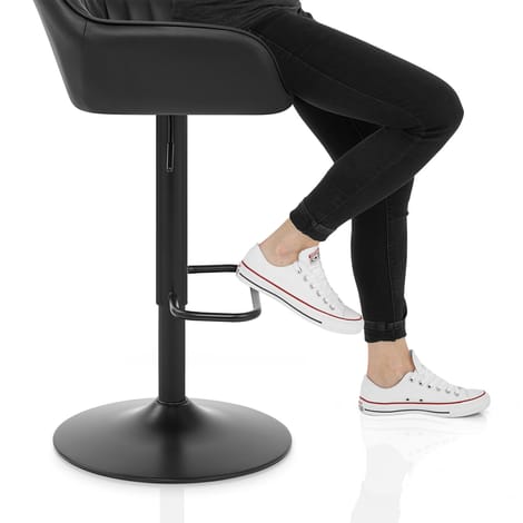 Sol Real Leather Bar Stool Black Frame Image