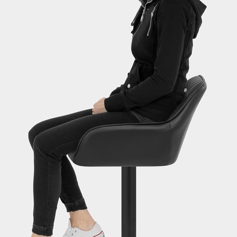 Sol Real Leather Bar Stool Black Seat Image