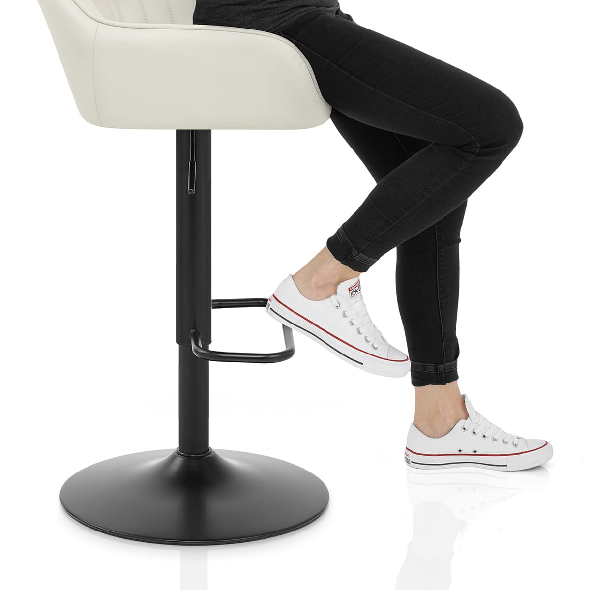 Sol Real Leather Bar Stool Cream Frame Image