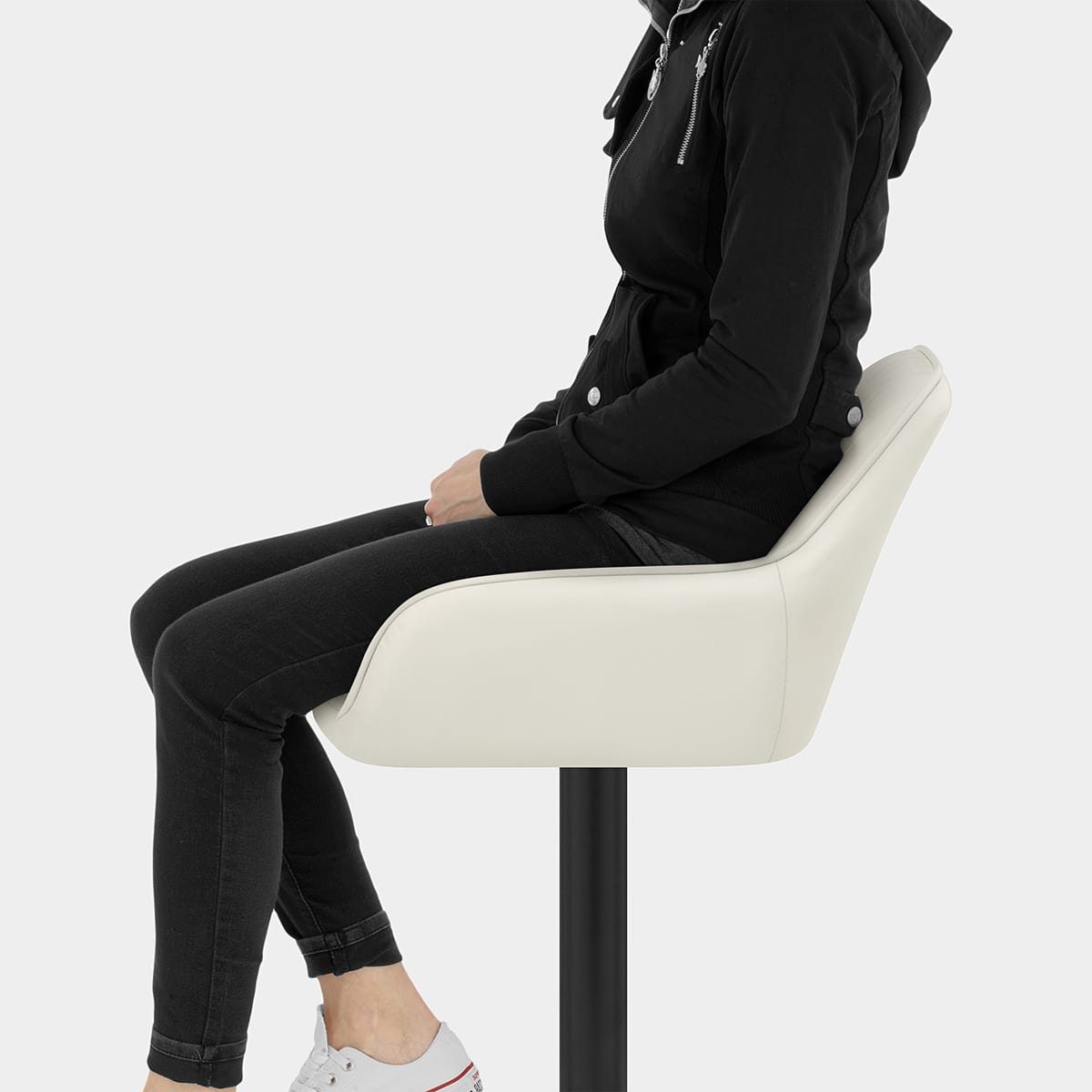 Sol Real Leather Bar Stool Cream Seat Image