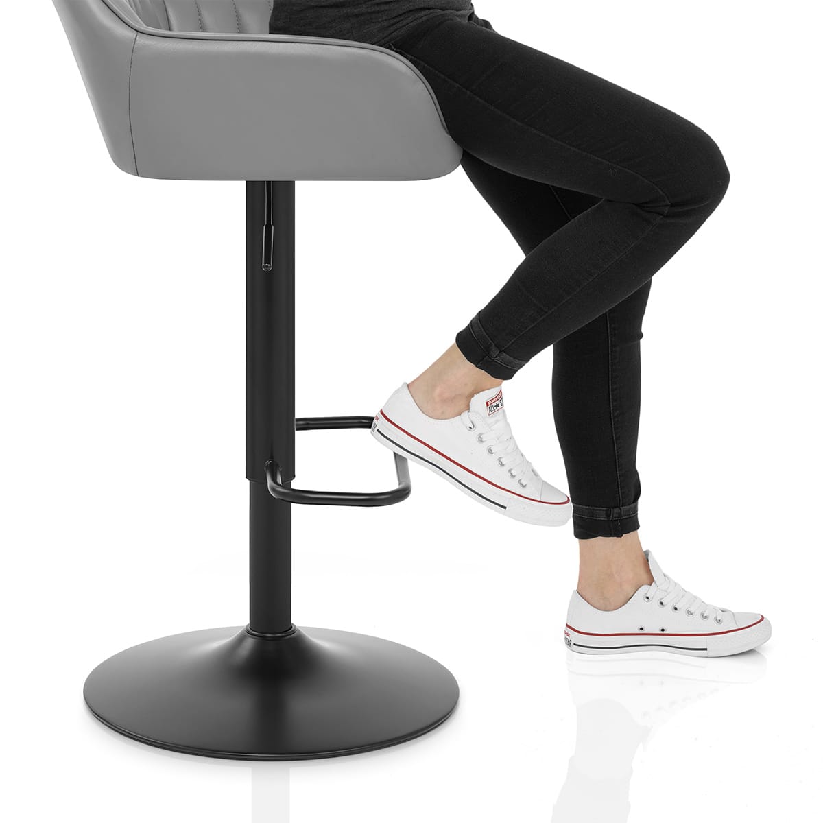 Sol Real Leather Bar Stool Grey Frame Image