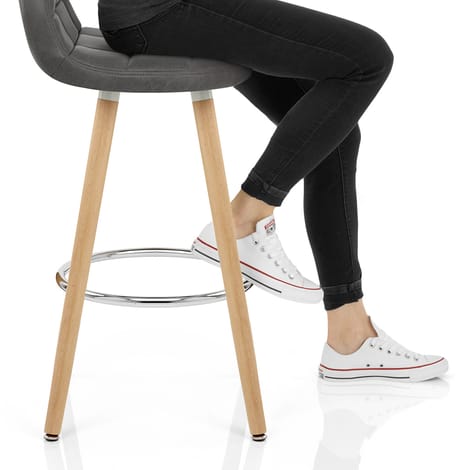 Sole Wooden Stool Grey Frame Image