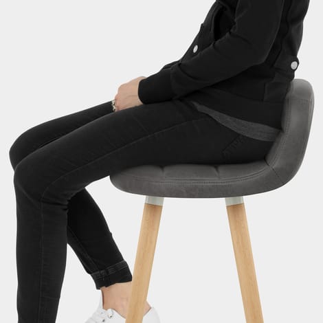 Sole Wooden Stool Grey Seat Image