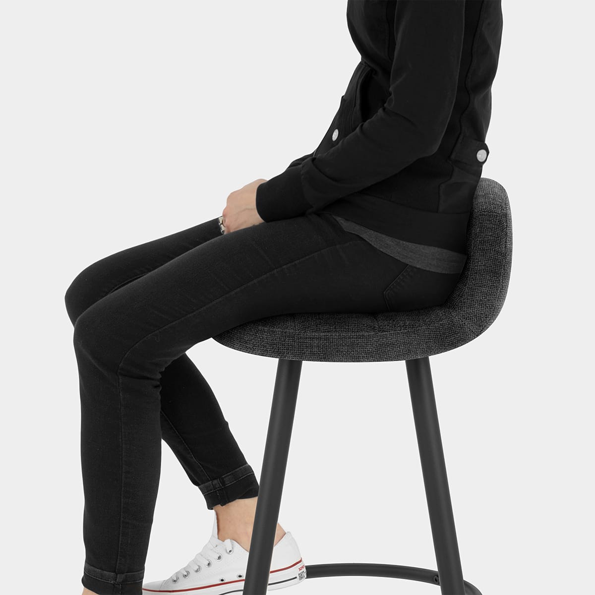 Solo Bar Stool Black Fabric Seat Image