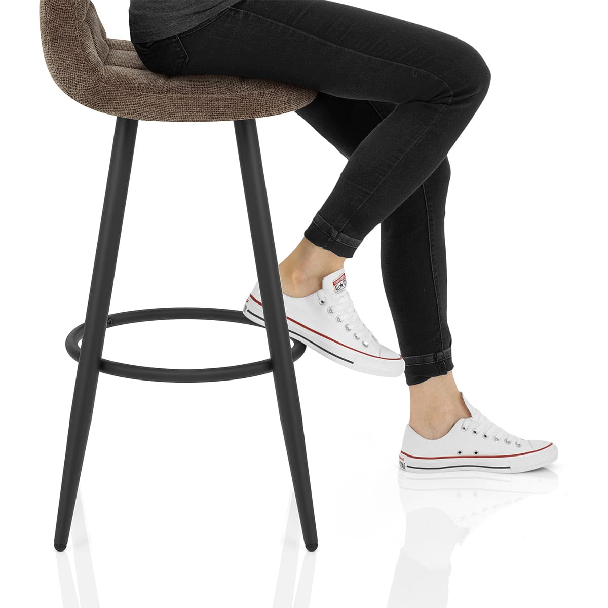 Solo Bar Stool Brown Fabric Frame Image