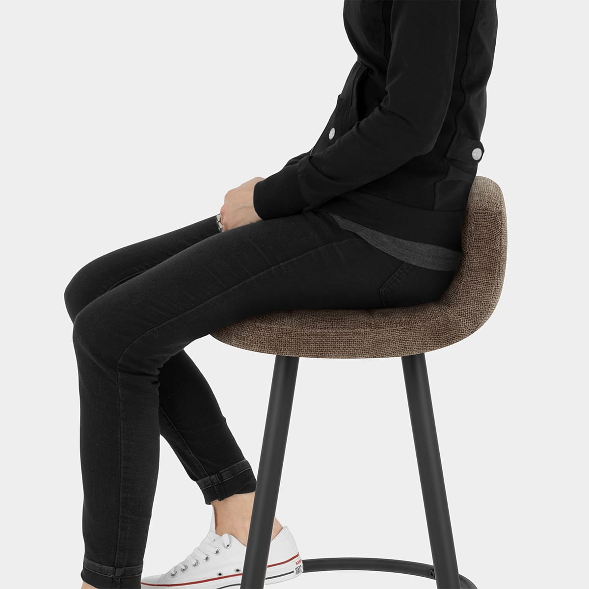 Solo Bar Stool Brown Fabric Seat Image