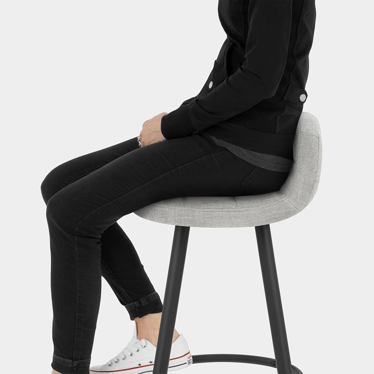 Solo Bar Stool Light Grey Fabric Seat Image