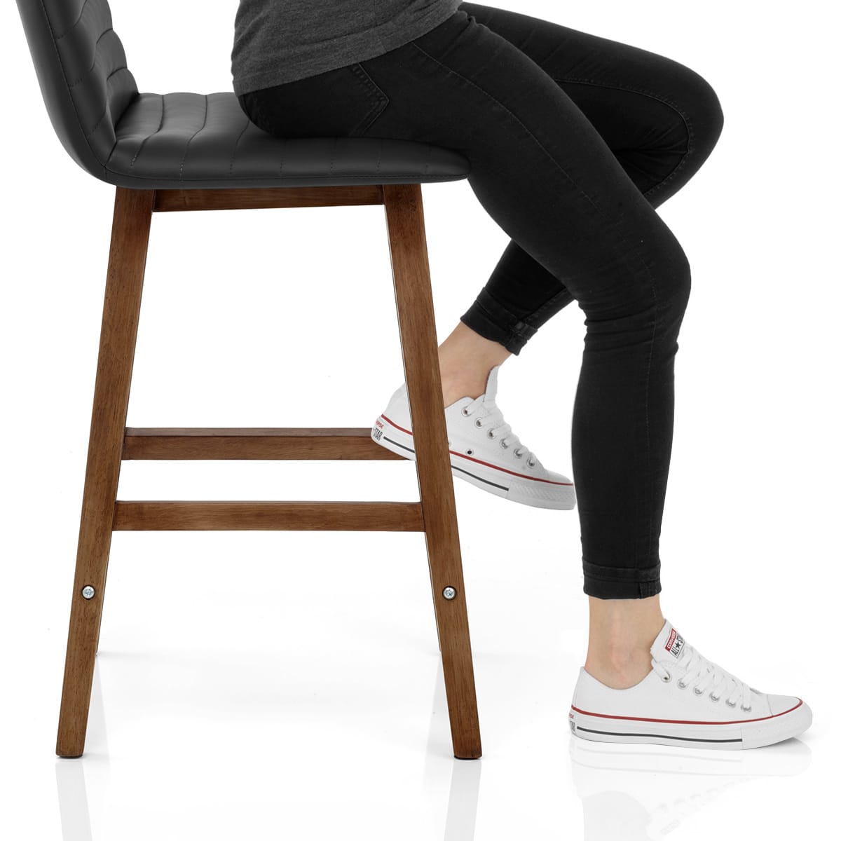 Spritz Wooden Stool Black Frame Image