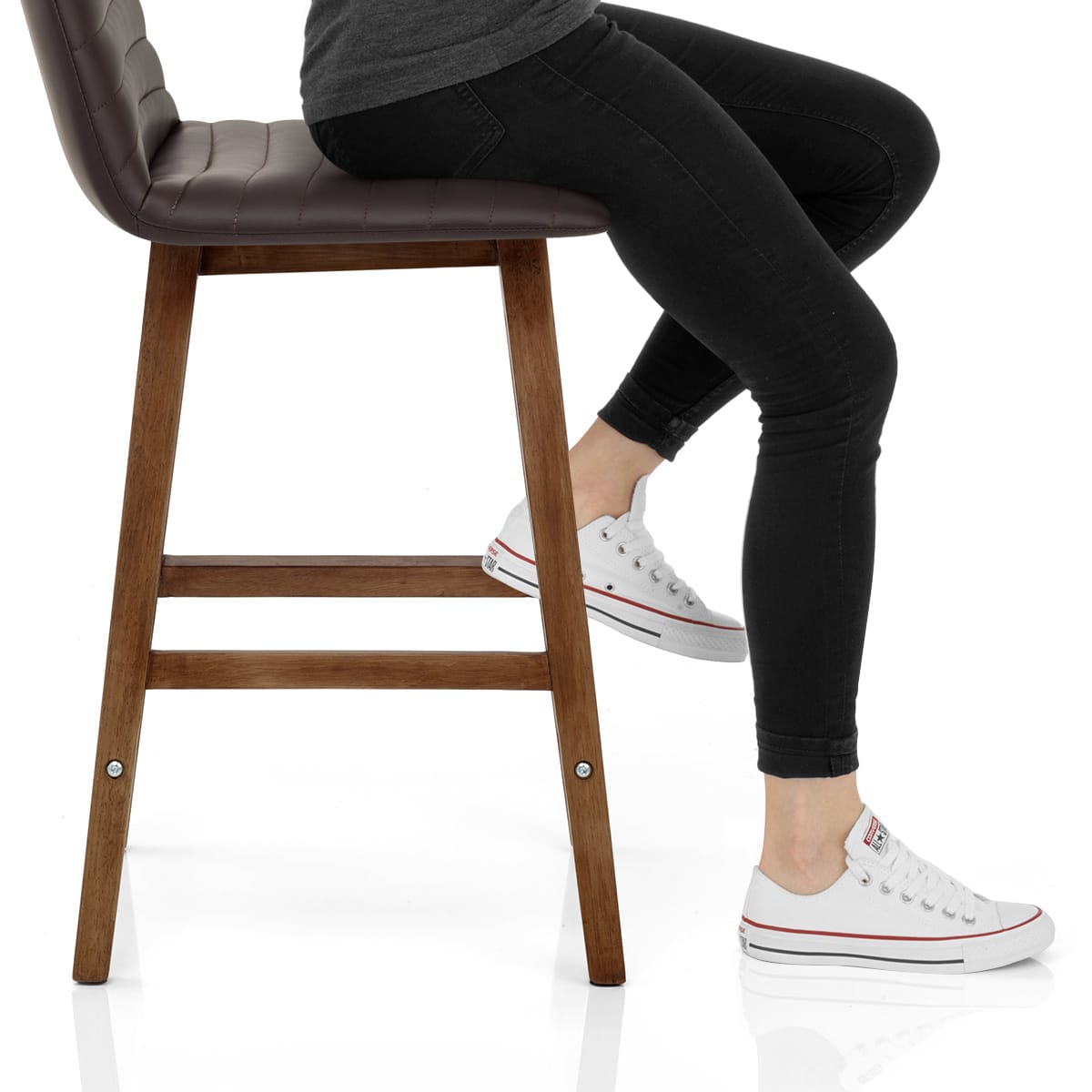 Spritz Wooden Stool Brown Frame Image