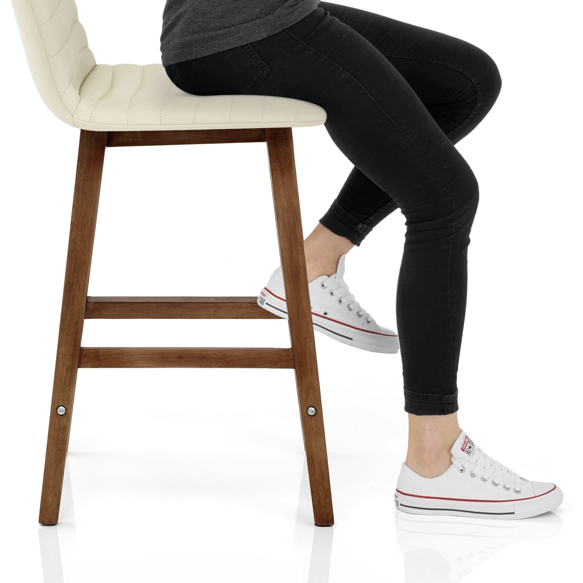 Spritz Wooden Stool Cream Frame Image