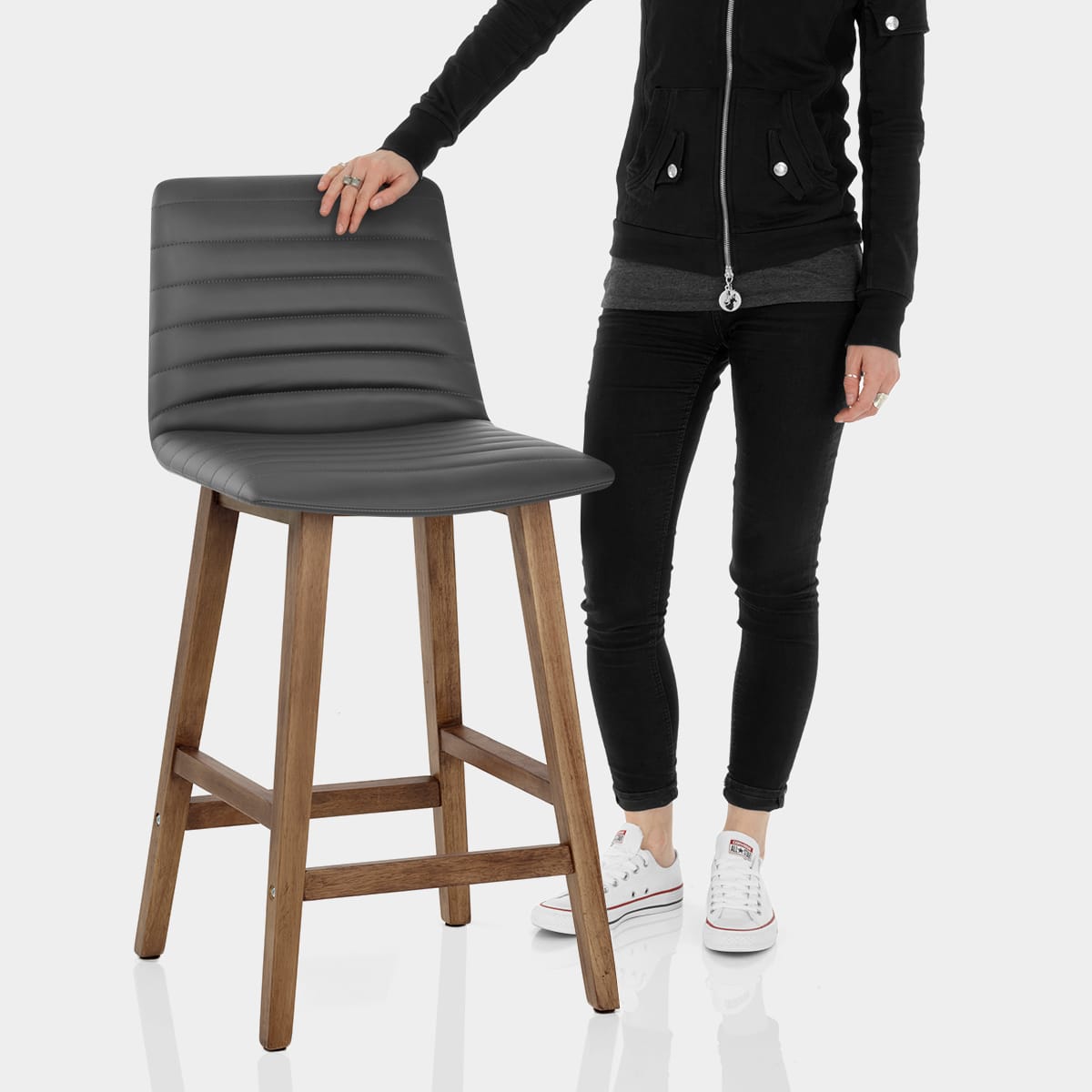 Spritz Wooden Stool Grey Features Image