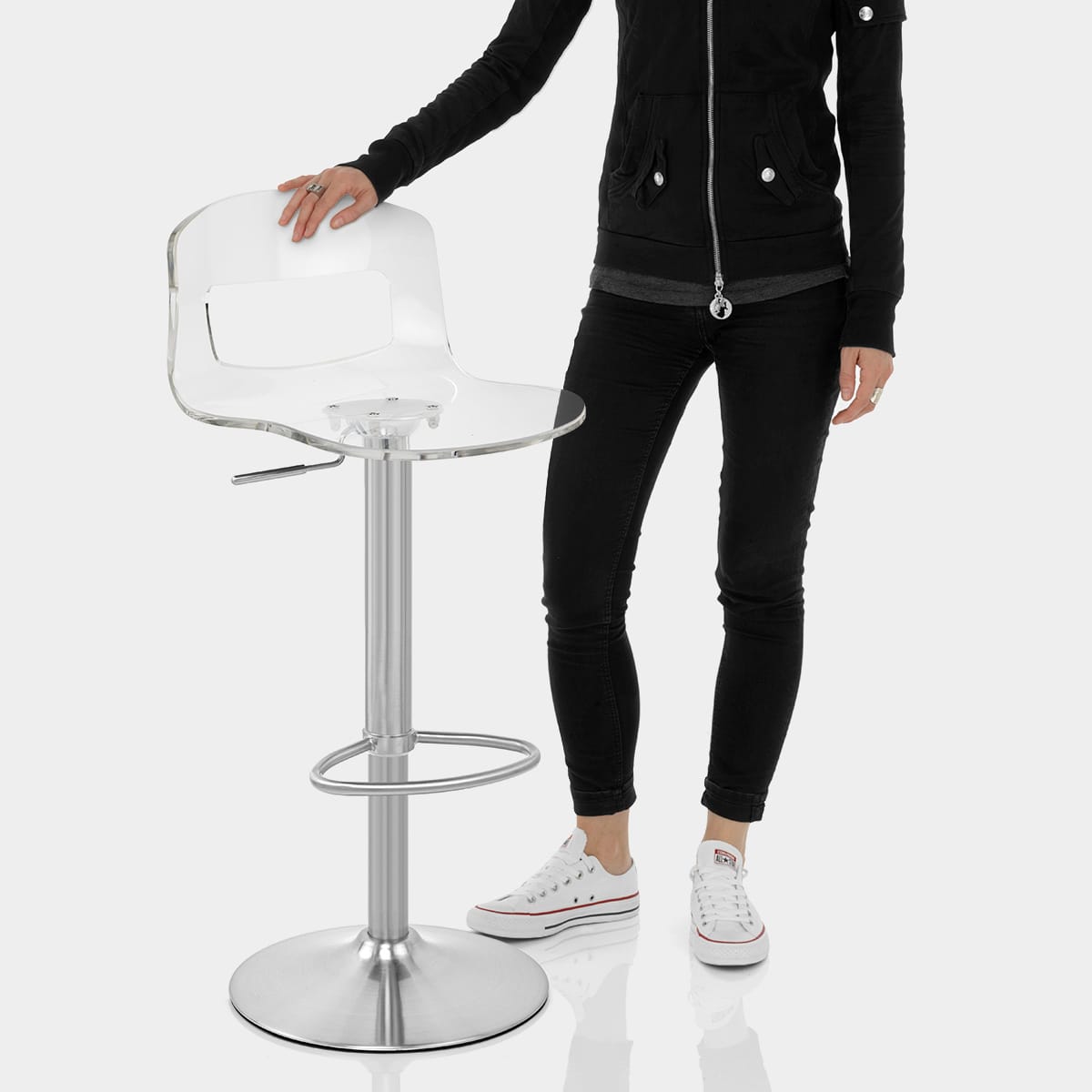 Stardust Brushed Steel Stool Clear Features Image